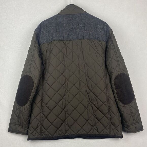 Cole Haan Barn Coat Utility Jacket Mens Large Brown Quilted Corduroy Plaid - Picture 2 of 10